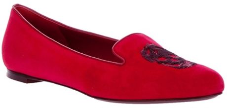 Alexander Mcqueen Skull Slipper in Red - Lyst