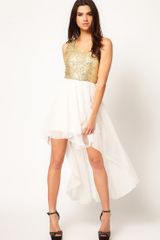 Asos One Shoulder Dress in Sequin with High Low Hem