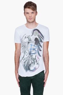 Balmain Ivory Bird Print Tshirt - Lyst