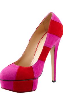 Charlotte Olympia Priscilla Striped Suede Platform Pump Pinkred - Lyst