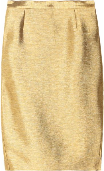 Just Cavalli Metallic Twill Pencil Skirt in Gold - Lyst