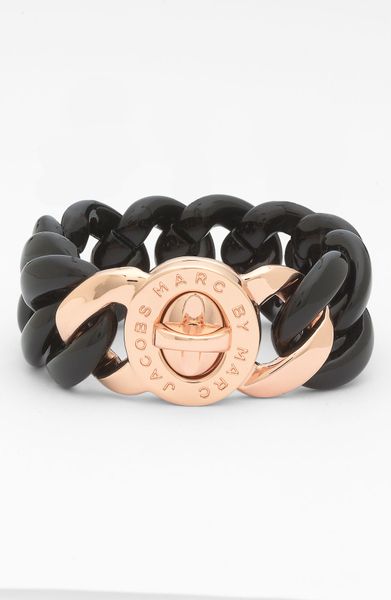 Marc By Marc Jacobs Turnlock Candy Small Bracelet in Black (black/ rose gold) - Lyst