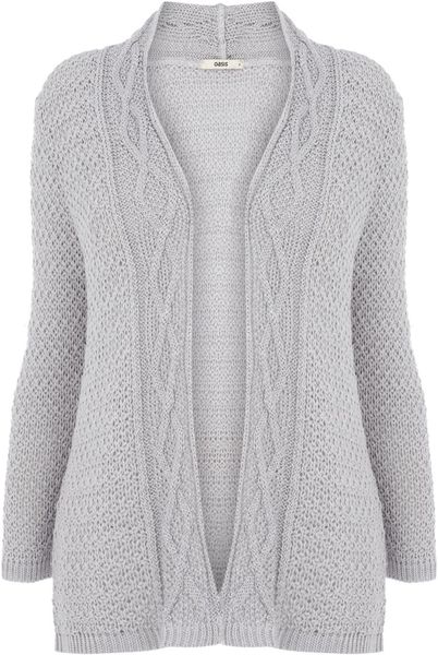 Oasis Casual Sparkle Cable Cardi in Gray (light grey) - Lyst