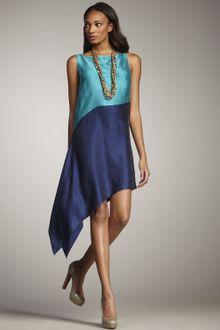 Robert Rodriguez Colorblock Cascade Dress Navy - Lyst