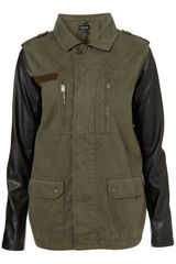 Topshop Contrast Sleeve Army Jacket