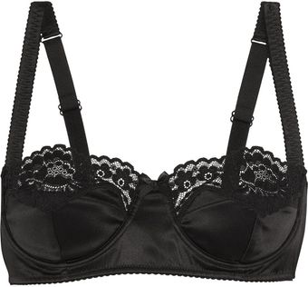 Dolce & Gabbana Stretchsilk Satin and Lace Balconette Bra - Lyst