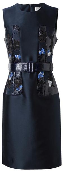 Erdem Libby Hand Embroidered Duchess Satin Dress in Blue (navy) - Lyst