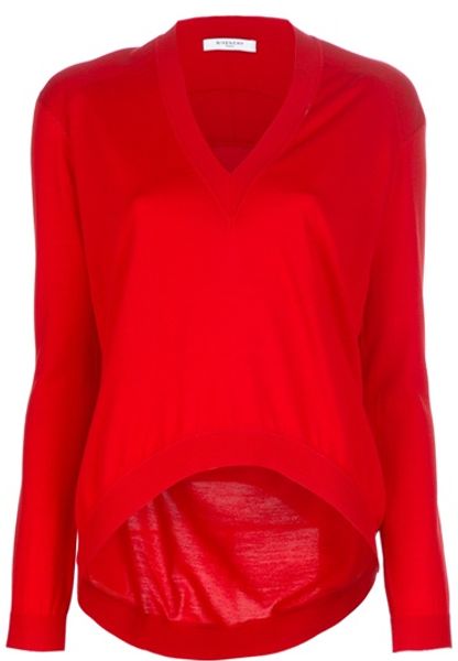 Givenchy V Neck Sweater in Red - Lyst