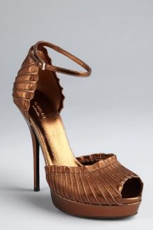 Gucci Brown Leather Taryn Ankle Strap Platform Sandals - Lyst