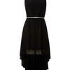 John Zack Belted Chiffon High Low Dress in Black - Lyst