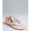Miu Miu Silver and Rose Gold Leather Crystal Tstrap Sandals in Silver - Lyst