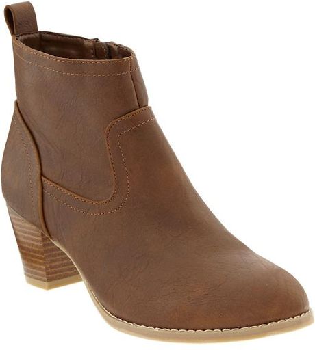 Old Navy Fauxleather Ankle Boots in Brown | Lyst