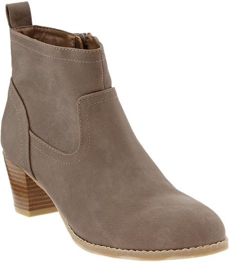 Old Navy Fauxleather Ankle Boots in Brown (gray) | Lyst