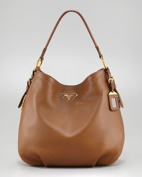 Prada Cervo Hobo in Brown (040 camell) - Lyst