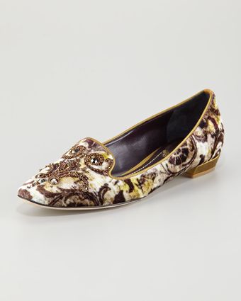 Rene Caovilla Velvet Baroque Beaded Slipper - Lyst