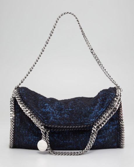 Stella Mccartney Tweed Falabella Foldover Bag in Blue (medium blue) - Lyst