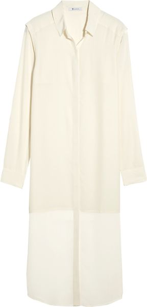 T By Alexander Wang Paneled Washed Silkcrepe Shirt Dress in Pink (cream) - Lyst