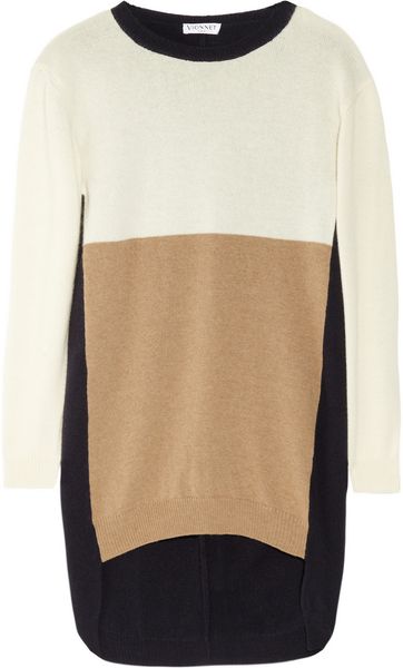 Vionnet Colorblock Wool Blend Sweater Dress in Beige - Lyst