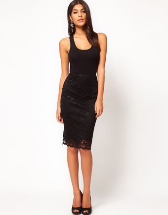 ASOS Collection Pencil Skirt in Lace with Scallop Hem - Lyst