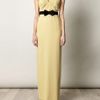 Burberry Prorsum Ruched Keyhole Fulllength Dress in Yellow - Lyst