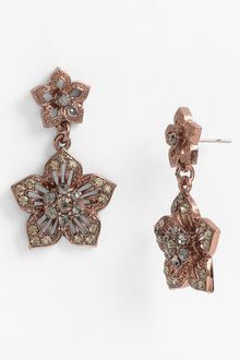 Cara Accessories Double Flower Drop Earrings - Lyst