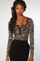 Free People The Burnout Sheer Henley in Black