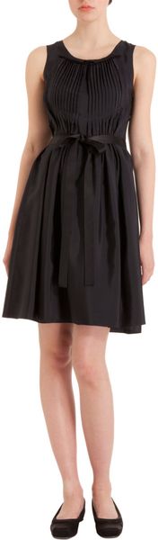 Jil Sander Navy Belted Pleat Dress in Black (navy) - Lyst