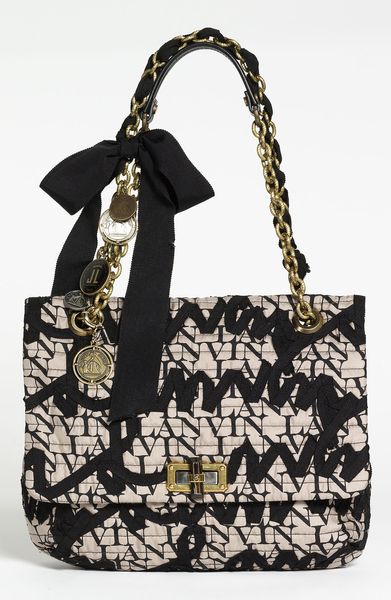 Lanvin Happy Birthday Embroidered Shoulder Bag in Black (beige/ black) - Lyst
