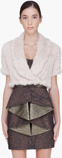 Matthew Williamson Rabbit Fur Shrug Vest in Beige - Lyst