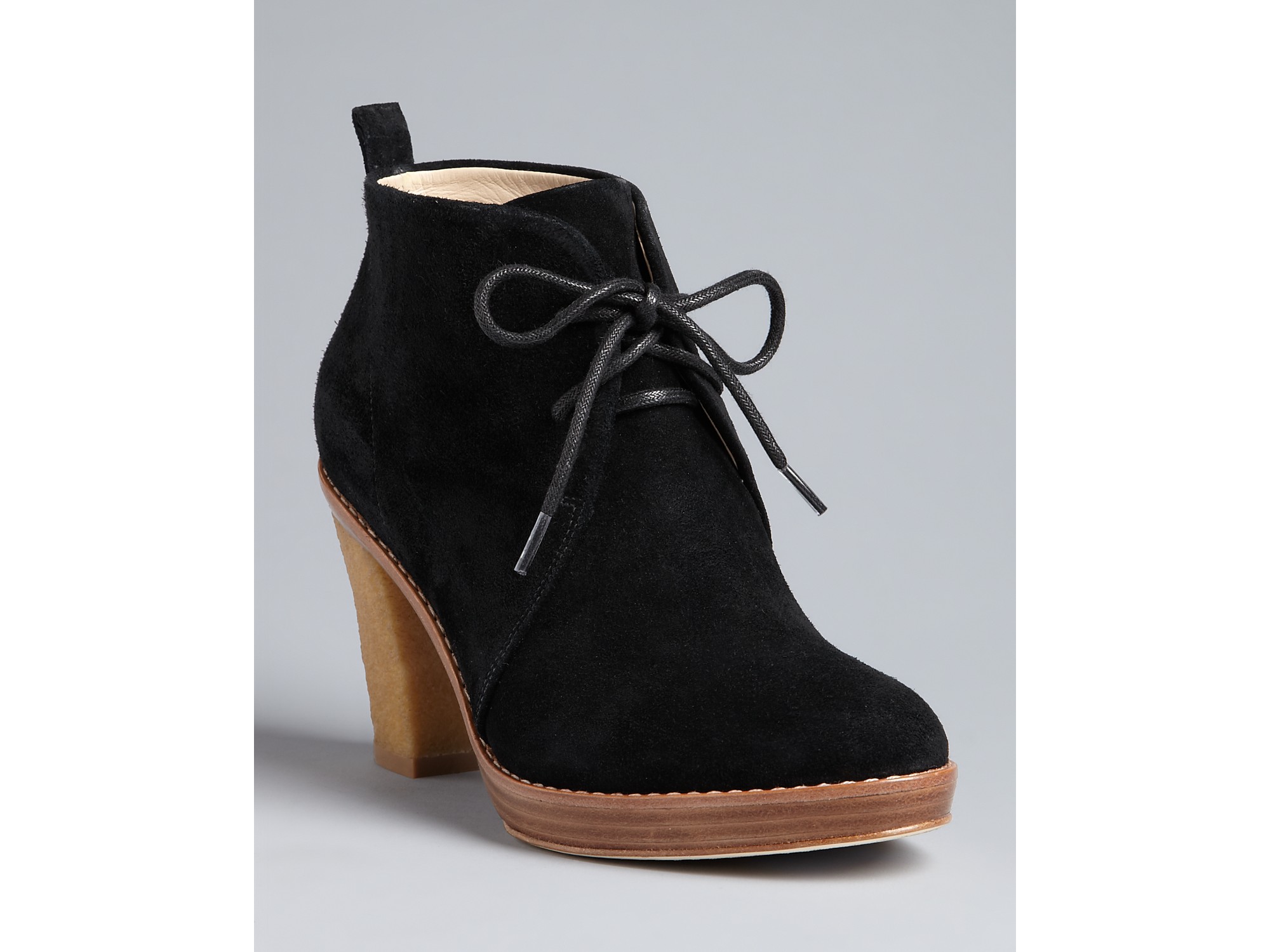 black suede booties platform