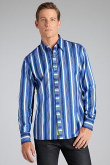 Robert Graham Blue Striped Cotton Gerardo Button Front Shirt - Lyst