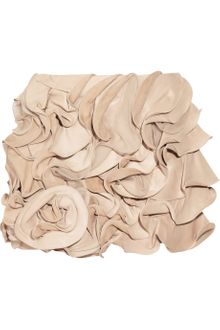 Valentino Ruffled Leather and Silk Chiffon Mini Skirt - Lyst