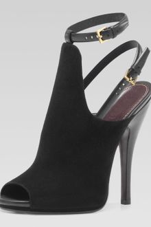 Gucci Jane Opentoe Highheel Suede Bootie - Lyst
