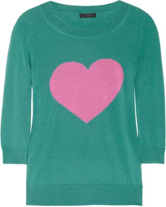 J.Crew Tippi Fineknit Merino Wool Heart Sweater - Lyst