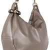 Jimmy Choo Solar Leather Hobo Bag in Green (taupe) - Lyst