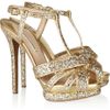Nicholas Kirkwood Glitterfinished Leather Sandals in Gold - Lyst