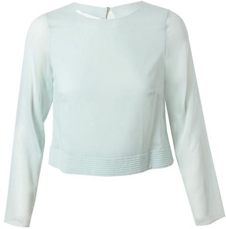 Yasmin Kianfar Pleated Crepe Silk Top in Green (mint) - Lyst