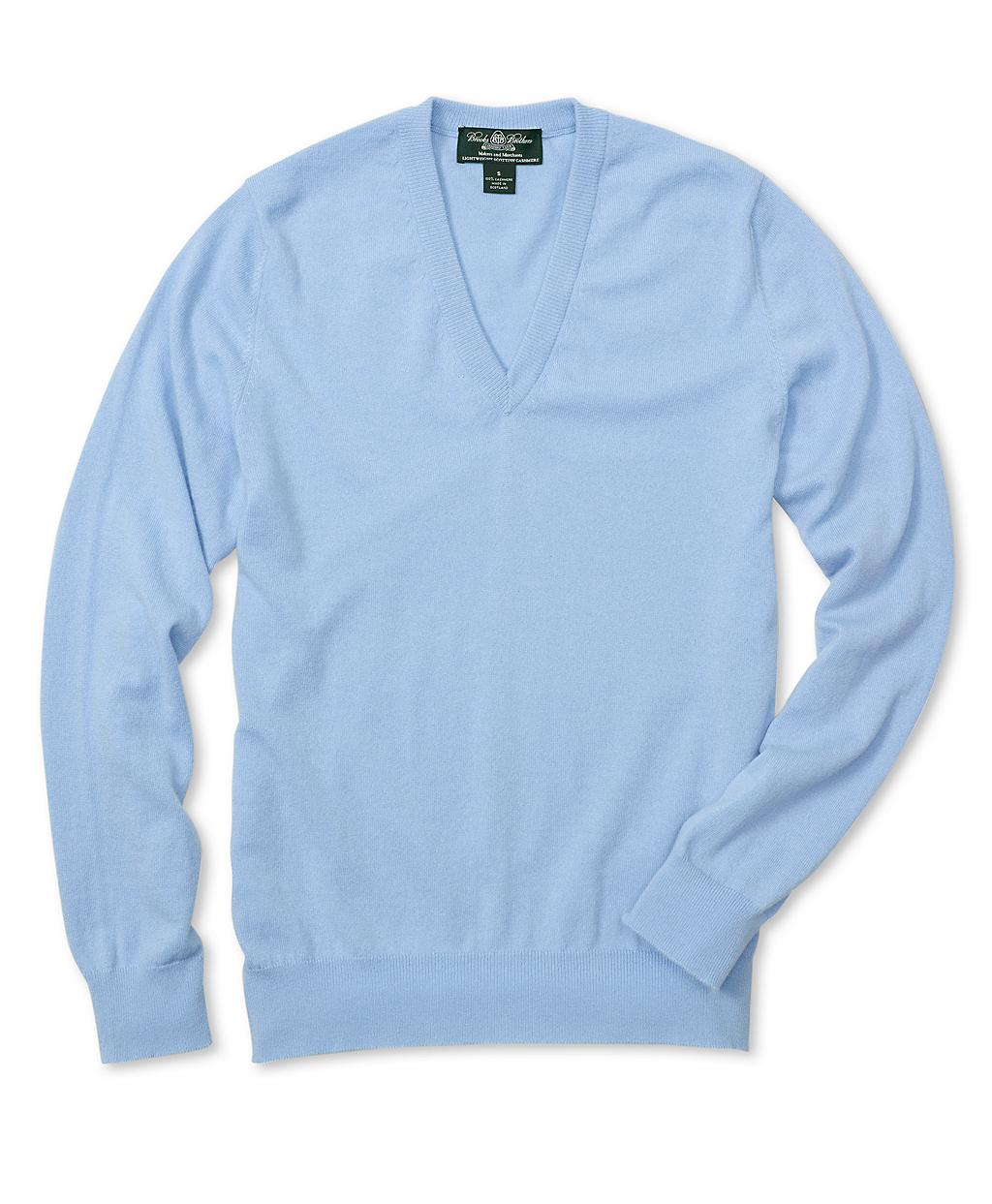 Brooks Brothers Country Club Lightweight Cashmere V Neck Sweater In