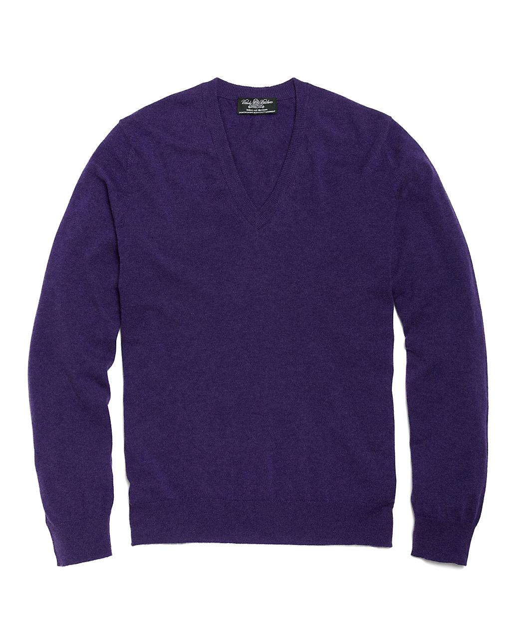 Brooks Brothers Country Club Lightweight Cashmere Vneck Sweater in Purple for Men Lyst
