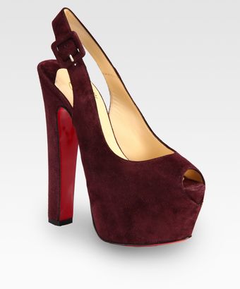 Christian Louboutin Tartarina Suede Slingback Platform Pumps - Lyst