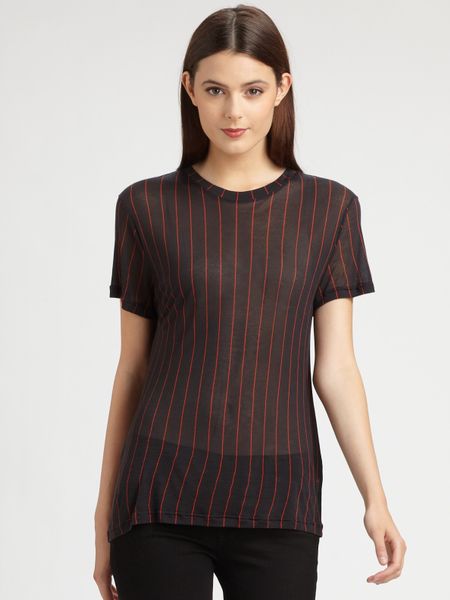 Christopher Kane Pinstripe Tee in Black - Lyst
