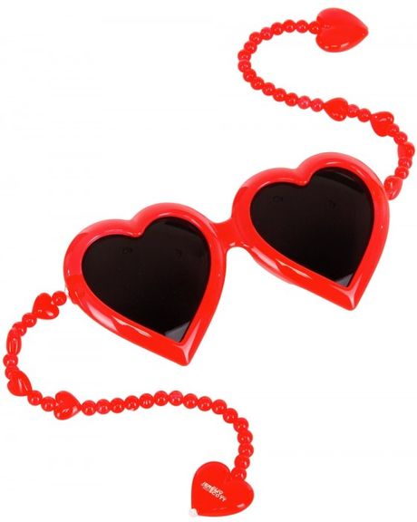 Jeremy Scott Heart Sunglasses in Red - Lyst