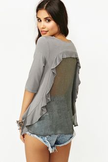 Nasty Gal Ruffled Crop Tee Gray - Lyst
