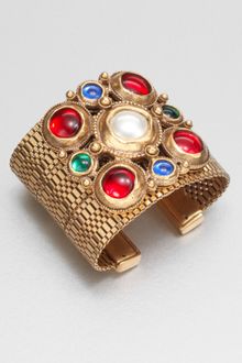 Oscar de la Renta Cabochon Cluster Cuff Bracelet - Lyst