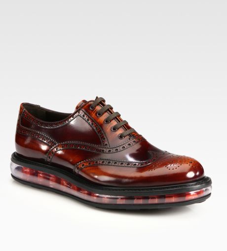 Prada Spazzolato Wingtip Laceup in Brown for Men (tabacco) - Lyst