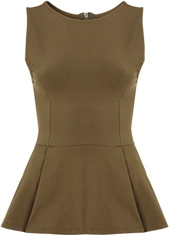 Topshop Sleeveless Peplum Top - Lyst