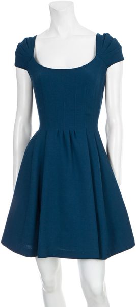Zac Posen Capsleeve Dress in Blue (teal) - Lyst