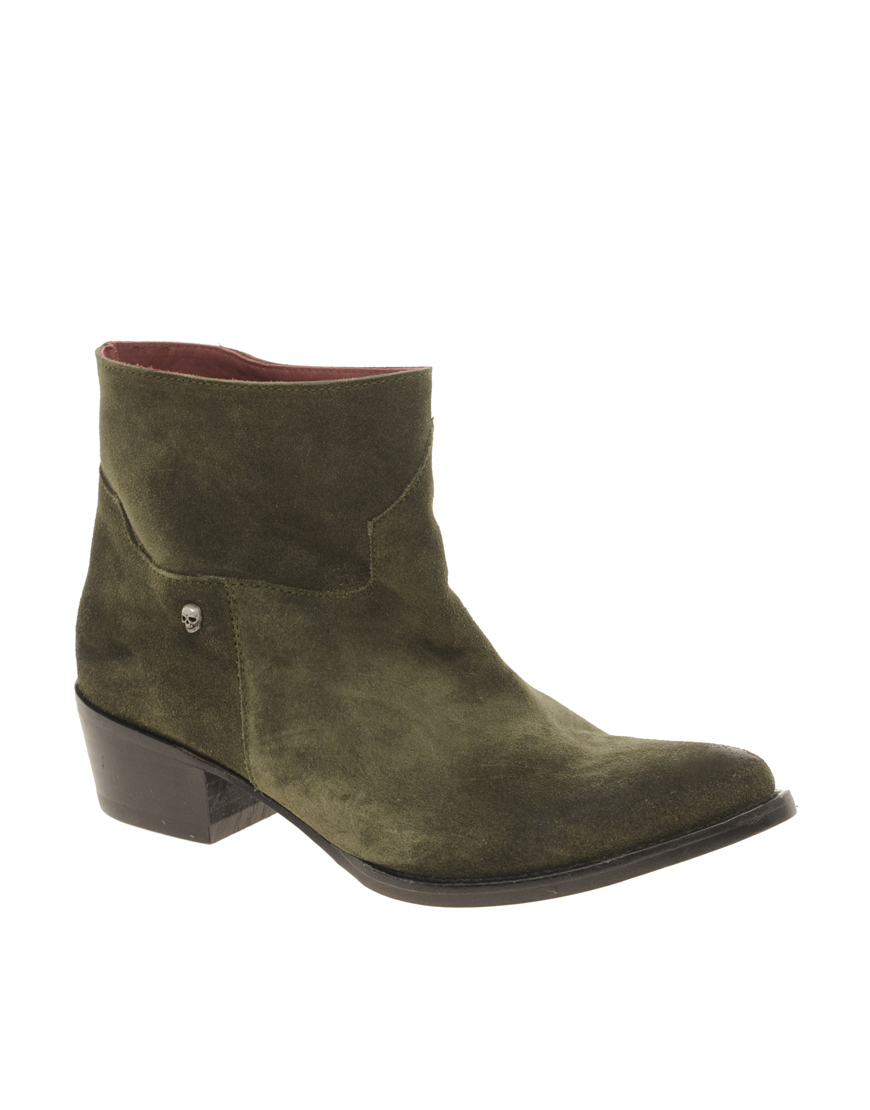 Zadig & Voltaire Zadig and Voltaire Khaki Midory Western Ankle Boots in