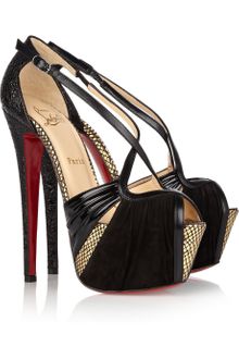 Christian Louboutin Divinoche 160 Suede and Textured Leather Sandals - Lyst