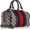 Gucci Small Vintage Web Boston Canvas Tote in Gray (beige) - Lyst